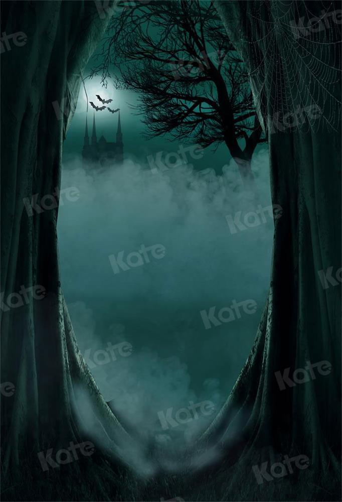 Kate Château de la forêt brumeuse Toile de fond Halloween Conçu par JFCC - Kate Backdrop FR