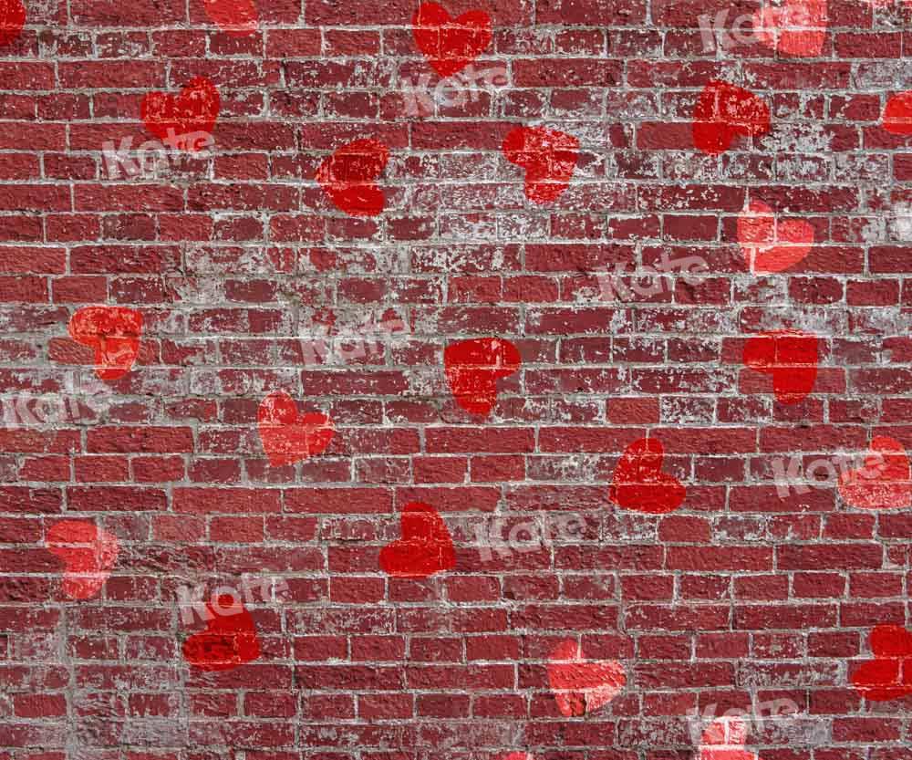 Kate Mur de brique Rouge Coeur Romantique Toile de fond conçue par Chain Photography - Kate Backdrop FR