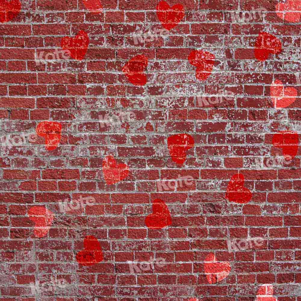 Kate Mur de brique Rouge Coeur Romantique Toile de fond conçue par Chain Photography - Kate Backdrop FR
