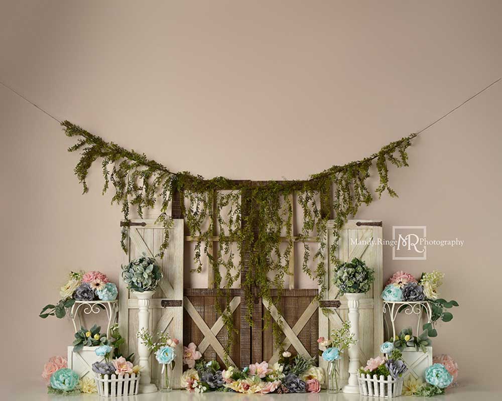 Kate Pastel Rustique Printemps Floral Toile de fond Conçu par Mandy Ringe - Kate Backdrop FR