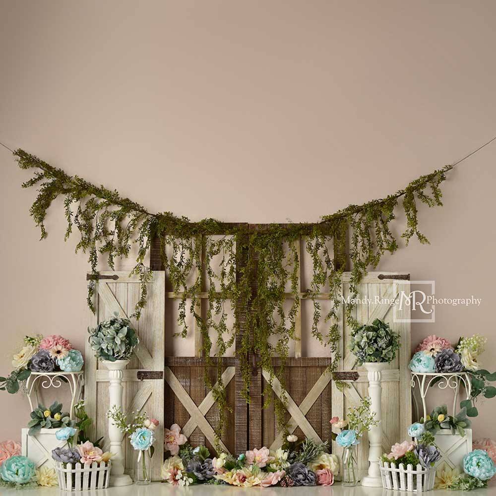 Kate Pastel Rustique Printemps Floral Toile de fond Conçu par Mandy Ringe - Kate Backdrop FR