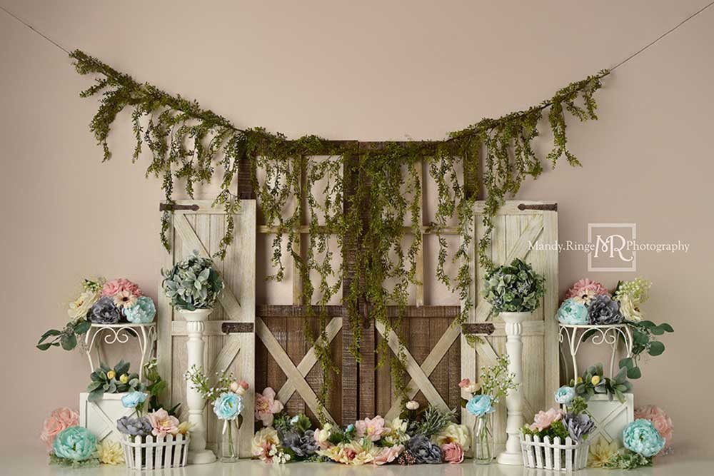 Kate Pastel Rustique Printemps Floral Toile de fond Conçu par Mandy Ringe - Kate Backdrop FR