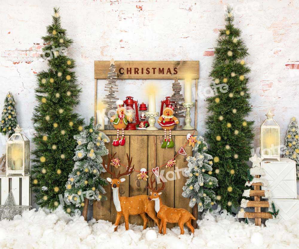 Kate Neige Noël Arbre Wapiti Toile de fond conçu par Emetselch - Kate Backdrop FR