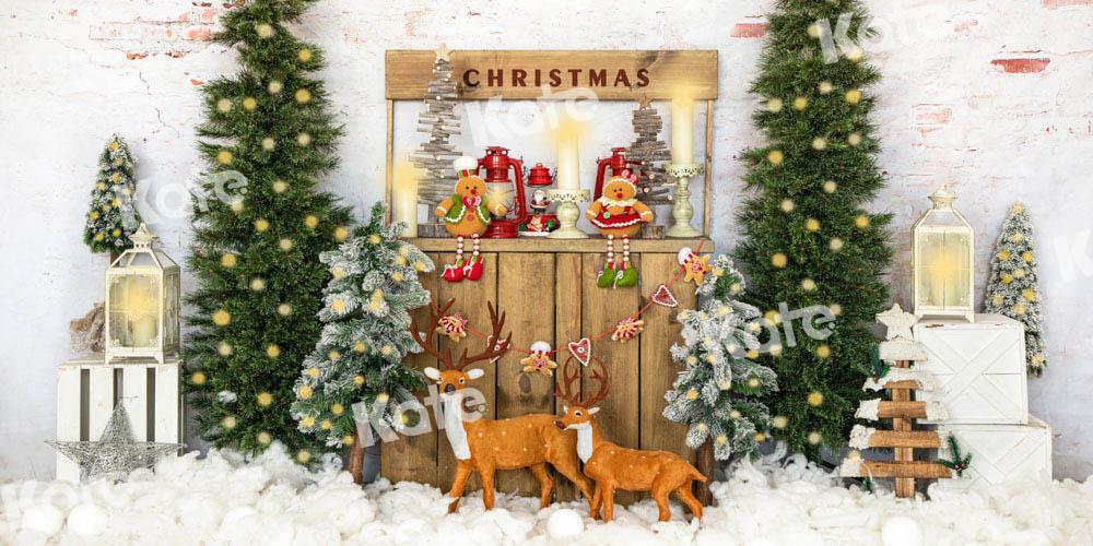 Kate Neige Noël Arbre Wapiti Toile de fond conçu par Emetselch - Kate Backdrop FR