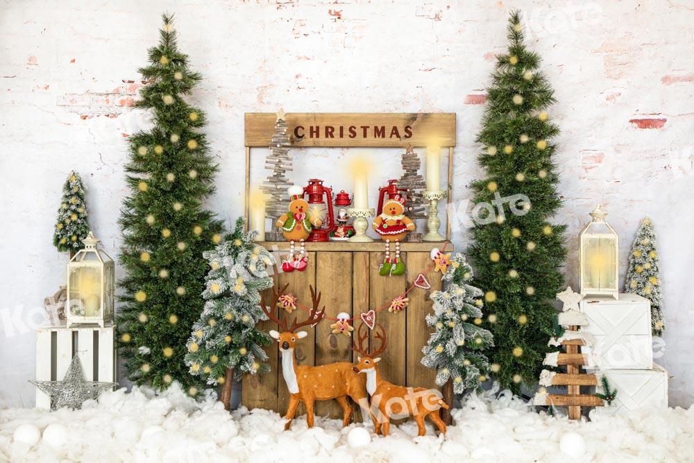 Kate Neige Noël Arbre Wapiti Toile de fond conçu par Emetselch - Kate Backdrop FR