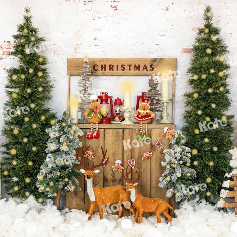 Kate Neige Noël Arbre Wapiti Toile de fond conçu par Emetselch - Kate Backdrop FR