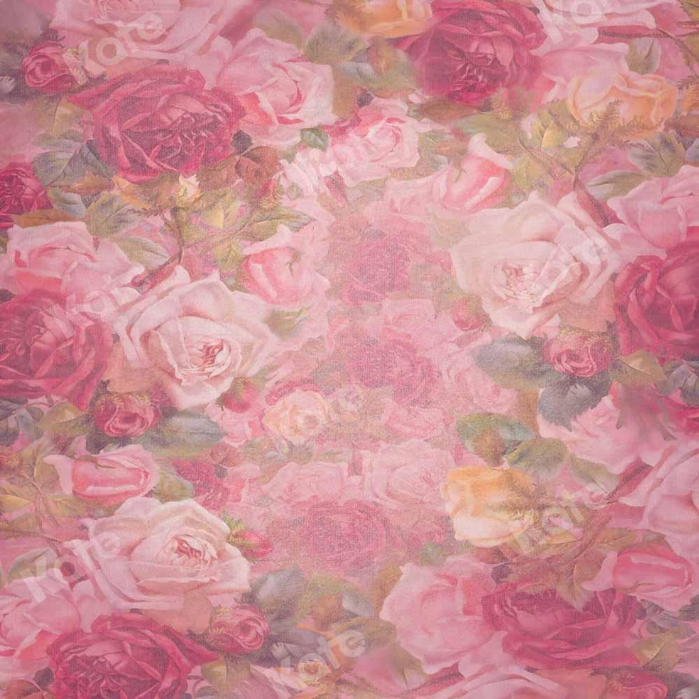 Kate Abstrait Saint-Valentin Rétro Fleurs Rose Toile de fond conçue par GQ - Kate Backdrop FR