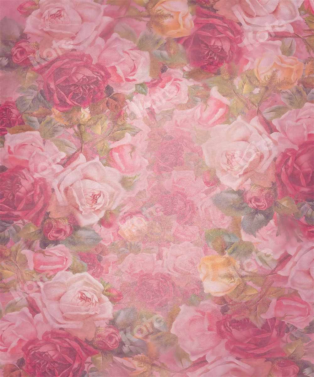 Kate Abstrait Saint-Valentin Rétro Fleurs Rose Toile de fond conçue par GQ - Kate Backdrop FR