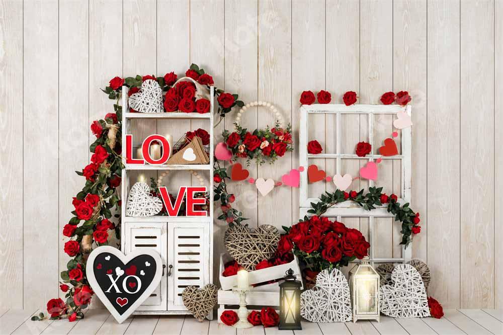 Kate Étagère Roses rouges La Saint-Valentin Toile de fond conçue par Emetselch - Kate Backdrop FR