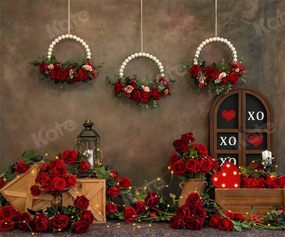 Kate Saint-Valentin Vintage Roses rouges Toile de fond conçue par Emetselch - Kate Backdrop FR