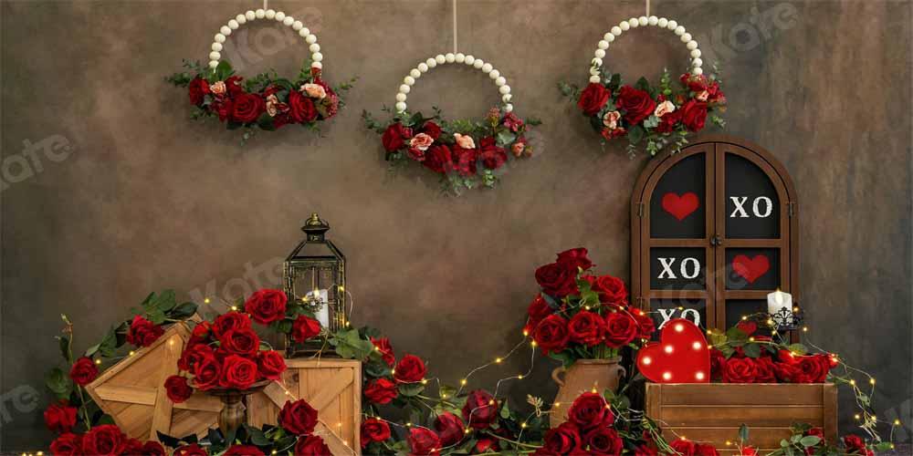 Kate Saint-Valentin Vintage Roses rouges Toile de fond conçue par Emetselch - Kate Backdrop FR