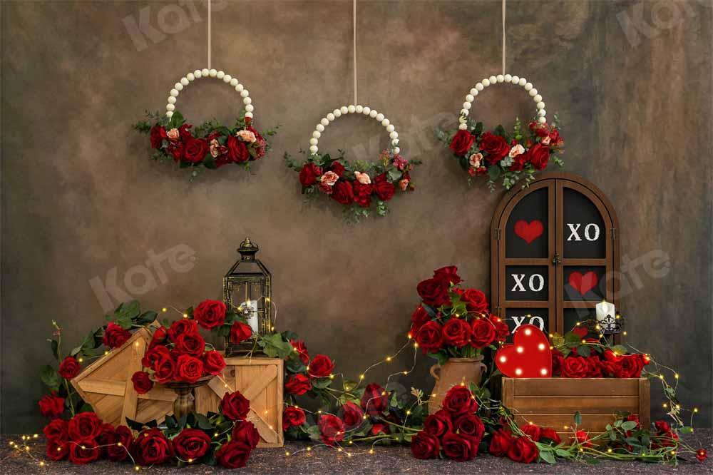 Kate Saint-Valentin Vintage Roses rouges Toile de fond conçue par Emetselch - Kate Backdrop FR