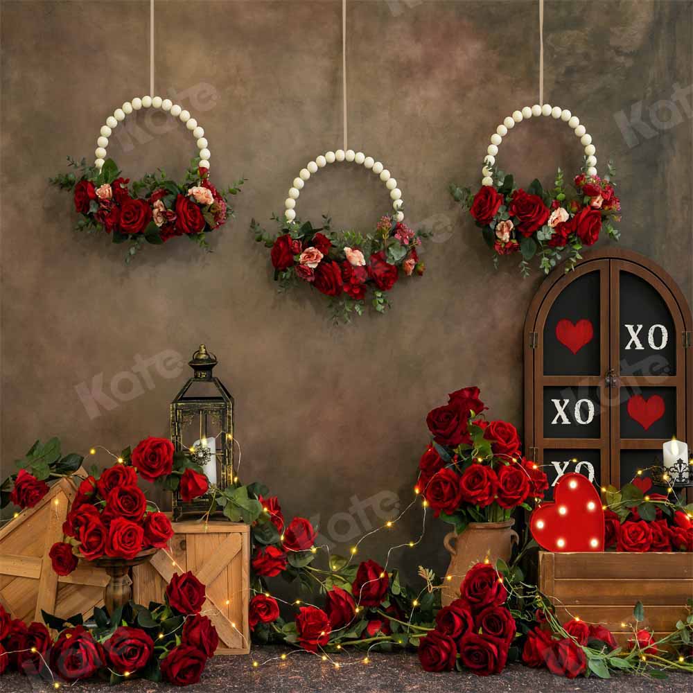 Kate Saint-Valentin Vintage Roses rouges Toile de fond conçue par Emetselch - Kate Backdrop FR