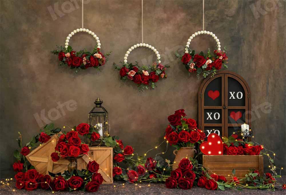 Kate Saint-Valentin Vintage Roses rouges Toile de fond conçue par Emetselch - Kate Backdrop FR
