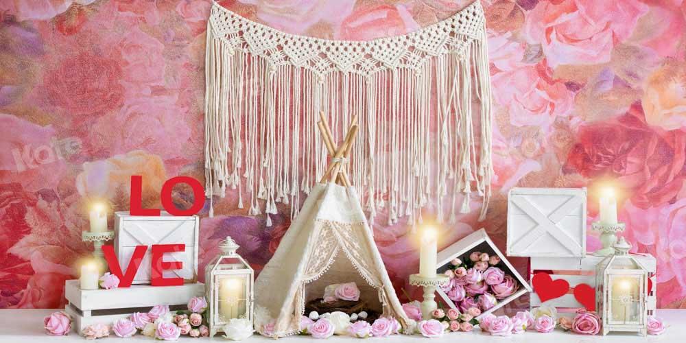 Kate Tente Saint-Valentin Amour Rose Bougies Toile de fond conçue par Emetselch - Kate Backdrop FR