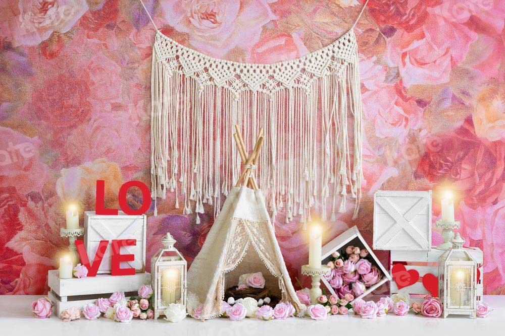 Kate Tente Saint-Valentin Amour Rose Bougies Toile de fond conçue par Emetselch - Kate Backdrop FR