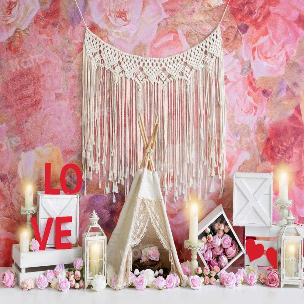 Kate Tente Saint-Valentin Amour Rose Bougies Toile de fond conçue par Emetselch - Kate Backdrop FR