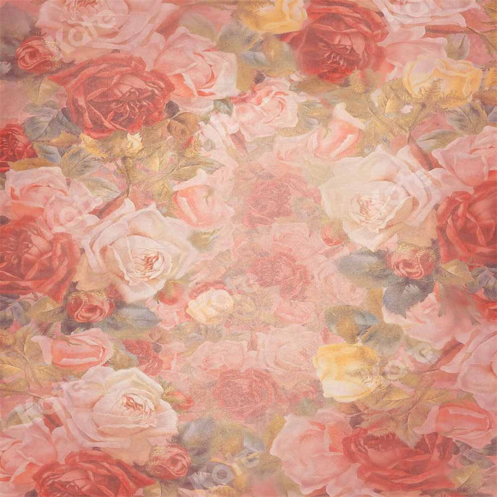 Kate Saint Valentin Texture Fleurs Rose Portrait Toile de fond conçue par GQ - Kate Backdrop FR