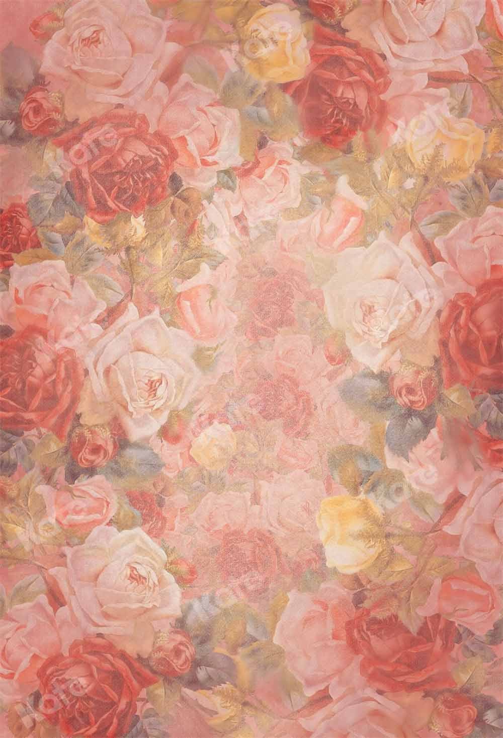 Kate Saint Valentin Texture Fleurs Rose Portrait Toile de fond conçue par GQ - Kate Backdrop FR