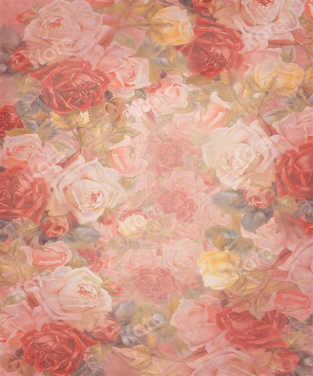 Kate Saint Valentin Texture Fleurs Rose Portrait Toile de fond conçue par GQ - Kate Backdrop FR