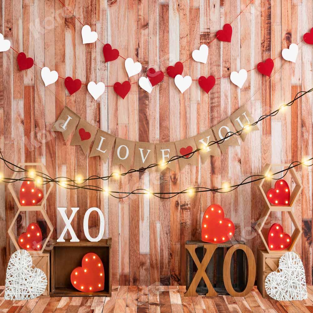 Kate Saint Valentin Mur en bois Amour Lumières Toile de fond conçue par Emetselch - Kate Backdrop FR