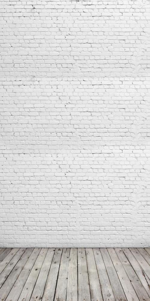 Kate White Bricks Wall Background with Floor Backdrop for studio - Katebackdrop