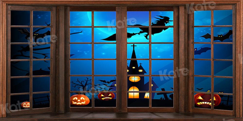 Kate Fenêtre Halloween Sorcière Chauve-souris Toile de fond conçu par Chain Photographie - Kate Backdrop FR