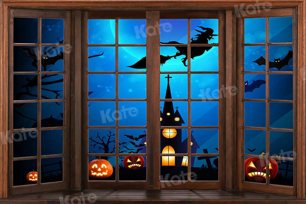 Kate Fenêtre Halloween Sorcière Chauve-souris Toile de fond conçu par Chain Photographie - Kate Backdrop FR