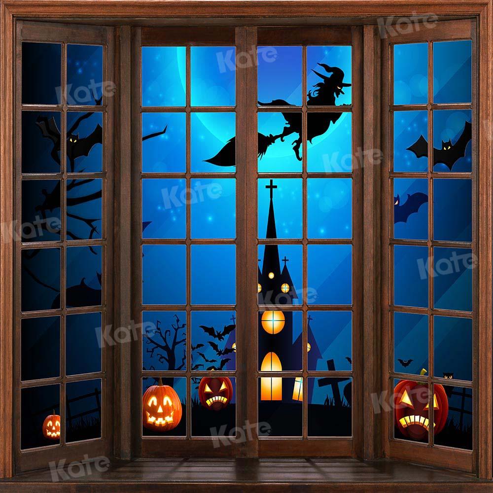 Kate Fenêtre Halloween Sorcière Chauve-souris Toile de fond conçu par Chain Photographie - Kate Backdrop FR