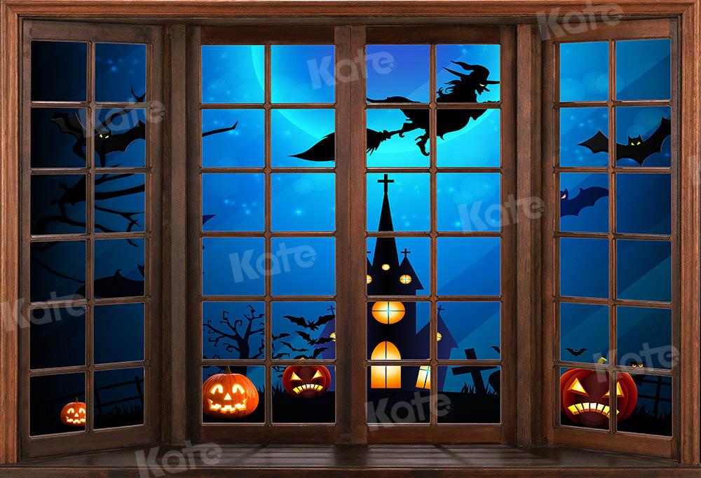 Kate Fenêtre Halloween Sorcière Chauve-souris Toile de fond conçu par Chain Photographie - Kate Backdrop FR