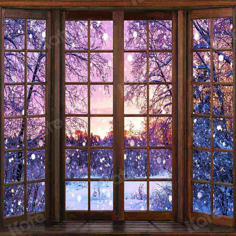 Kate Porte-Fenêtre Nuit Noël Hiver Toile de fond conçue par Chain Photography - Kate Backdrop FR