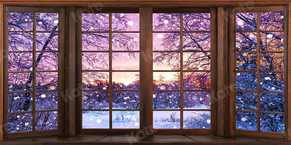 Kate Porte-Fenêtre Nuit Noël Hiver Toile de fond conçue par Chain Photography - Kate Backdrop FR