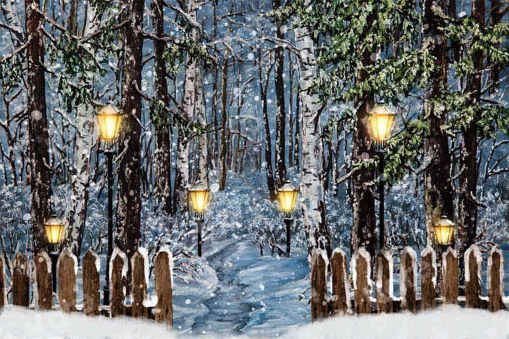 Kate Peinture à l'huile Neige Hiver Toile de fond conçue par Chain Photography - Kate Backdrop FR
