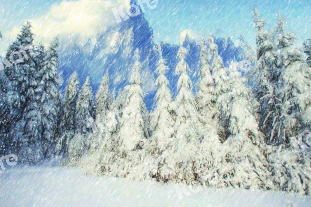 Kate Forêt Scène Neige Hiver Toile de fond conçue par GQ - Kate Backdrop FR