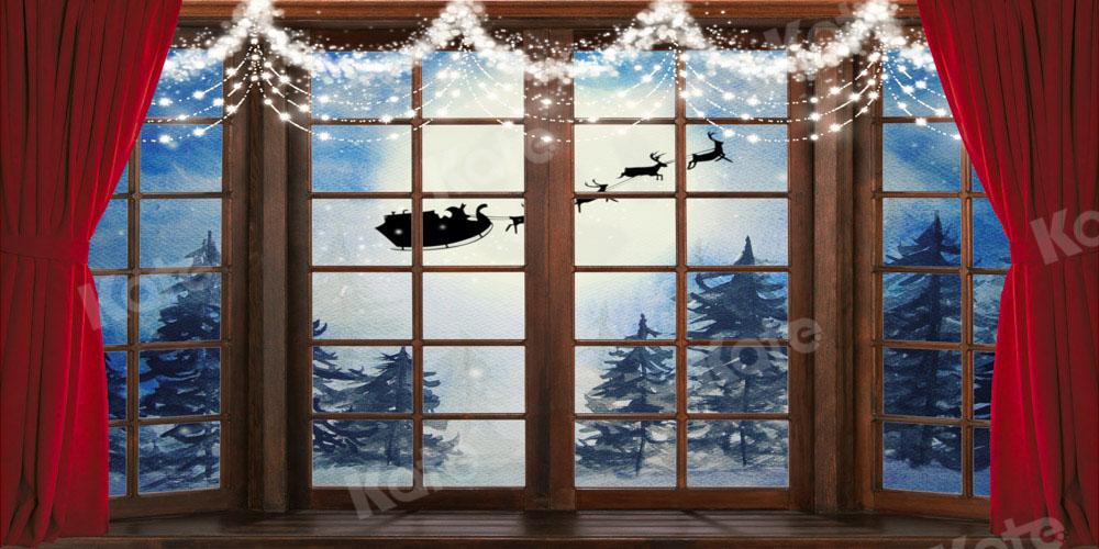 Kate Fenêtre en bois Scène de neige Noël Toile de fond Conçu par Chain Photographie - Kate Backdrop FR