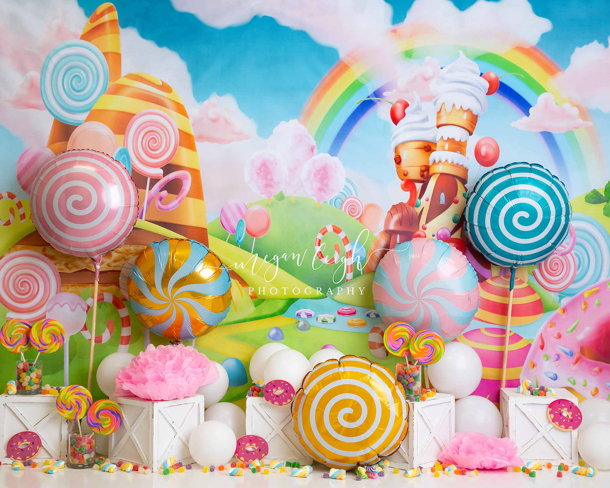 Kate Bonbons Friandises Coloré Cake Smash Toile de fond conçu par Megan Leigh - Kate Backdrop FR