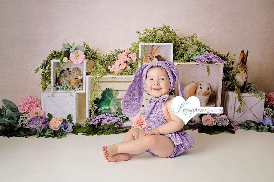Katebackdrop£ºKate Spring Rabbits Flowers Children Easter Backdrop for Photography Designed by Mandy Ringe Photography