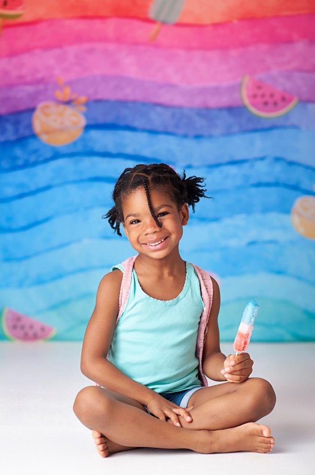 Kate Été Rayures Aquarelle Coloré Portrait Toile de fond conçue par Jerry_Sina - Kate Backdrop FR