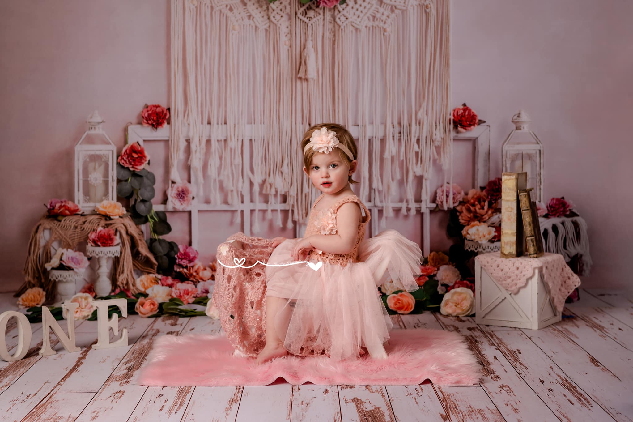 Kate Bohème Printemps Fleurs Rose Famille Toile de fond conçue par Emetselch - Kate Backdrop FR