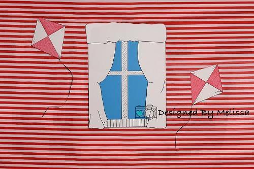 Kate Rayures Rouge Fenêtre Toile de fond conçue par Melissa King - Kate Backdrop FR