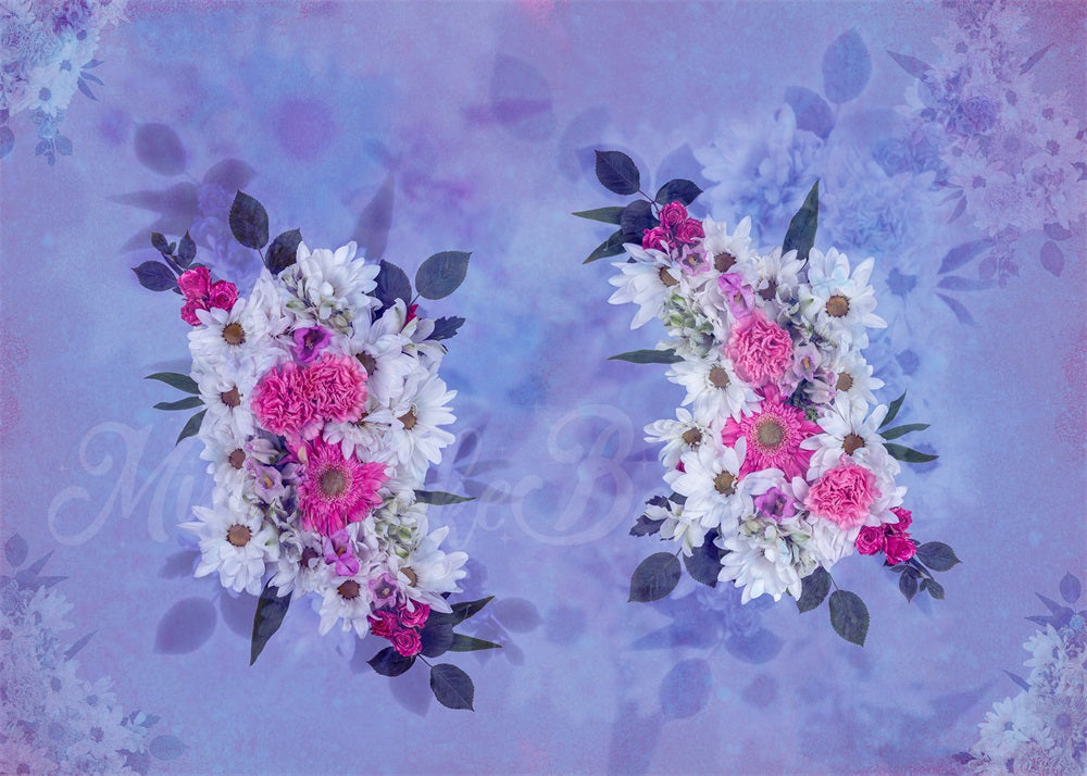 Kate Fête des Mères Fleurs Violet Rose Blanc Toile de Fond Conçu par Mini MakeBelieve - Kate Backdrop FR