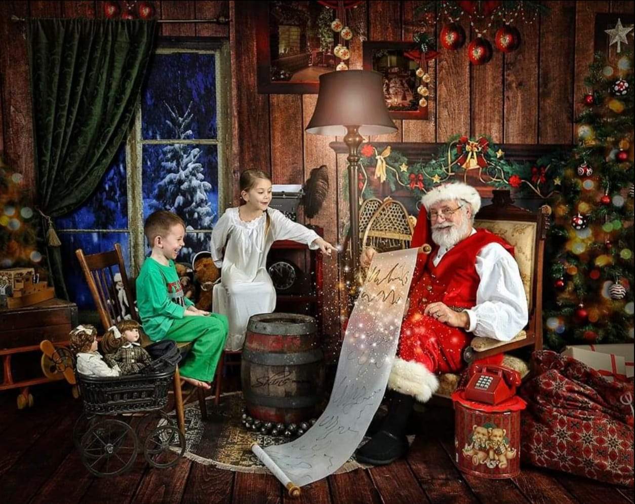 Kate Bois Brun foncé Fenêtre Noël Ensemble de chambre (8pix8pi&10pix8pi&8pix10pi) - Kate Backdrop FR