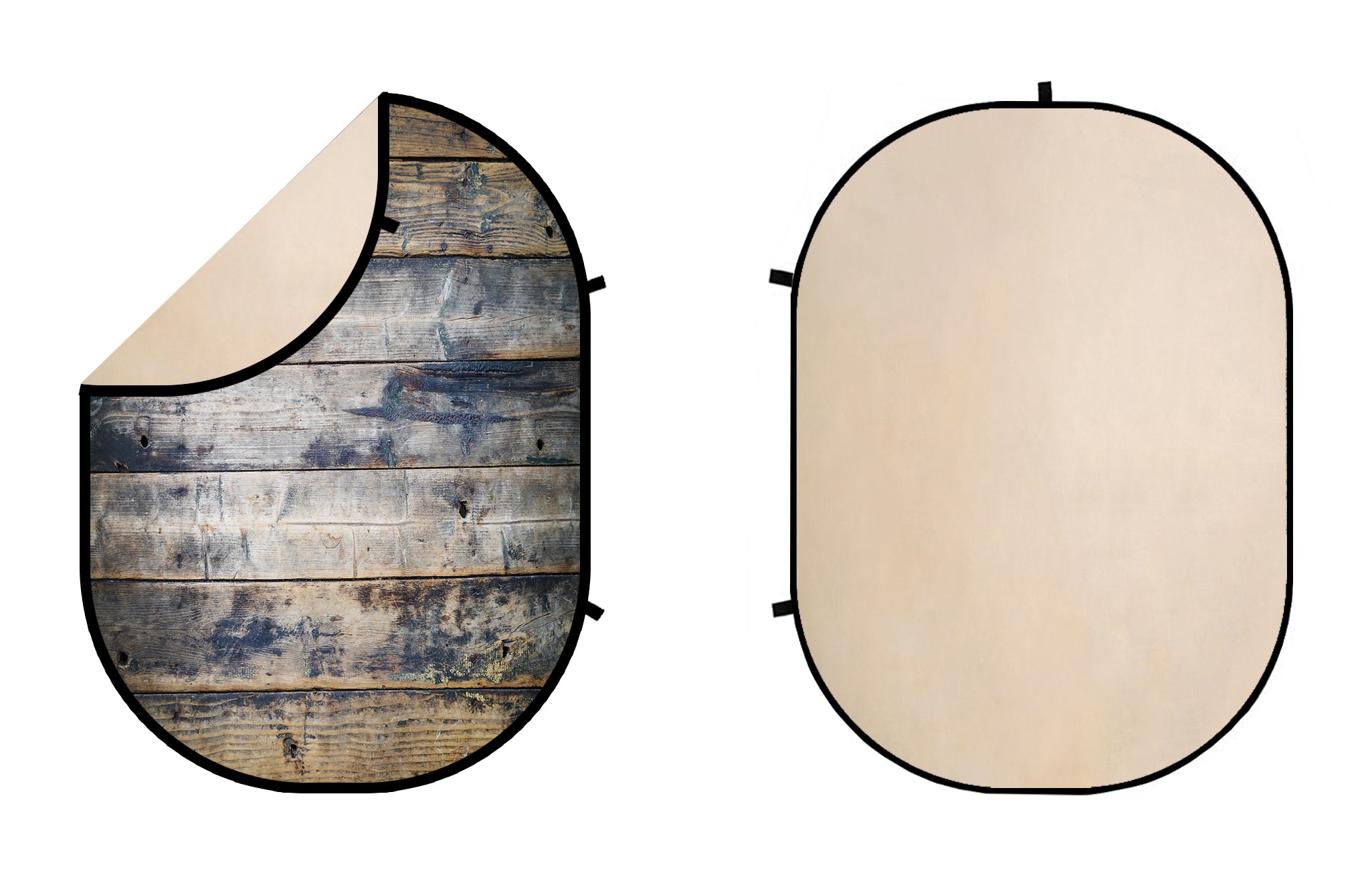 Kate Double-face Vieux Bois Gris/Abstrait Beige Photographie Toile de fond Pliable - Kate Backdrop FR