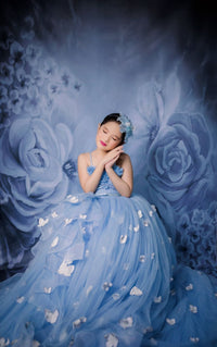 Kate beaux-arts Fleurs Denim/bleu Toile de Fond Portrait Photographie