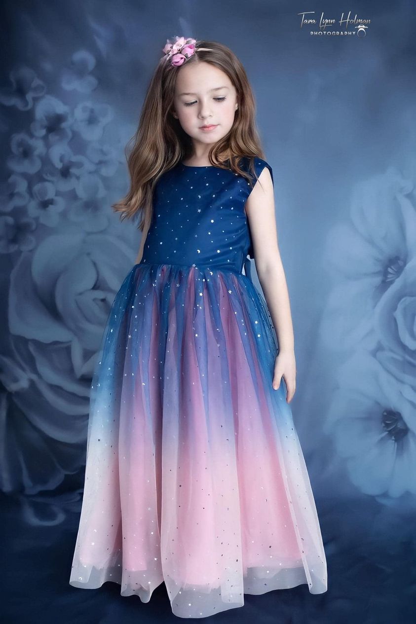 Kate Beaux-arts Fleurs Bleu denim Portrait Toile de fond pour la photographie - Kate Backdrop FR