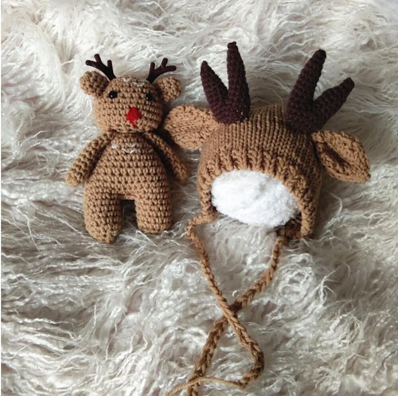 Accessoires de studio Crochet bébé tenue de renne de Noël Accessoires