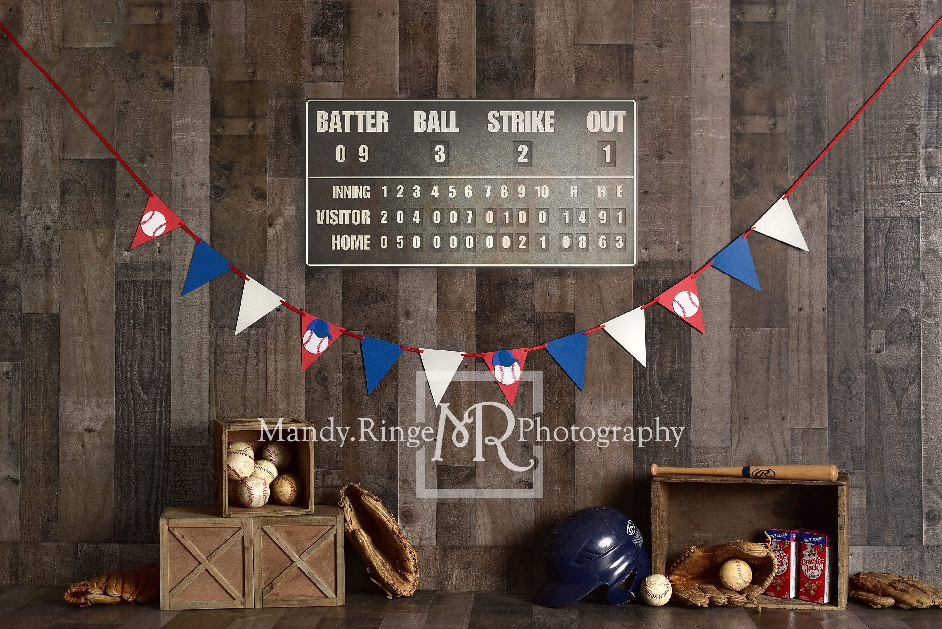 Katebackdrop£ºKate Vintage Baseball with Scoreboard Sport Backdrop for Photography Designed By Mandy Ringe Photography