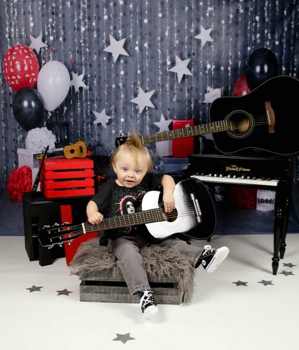 Katebackdrop£ºKate rock star 1st birthday boy backdrop designed by studio gumot