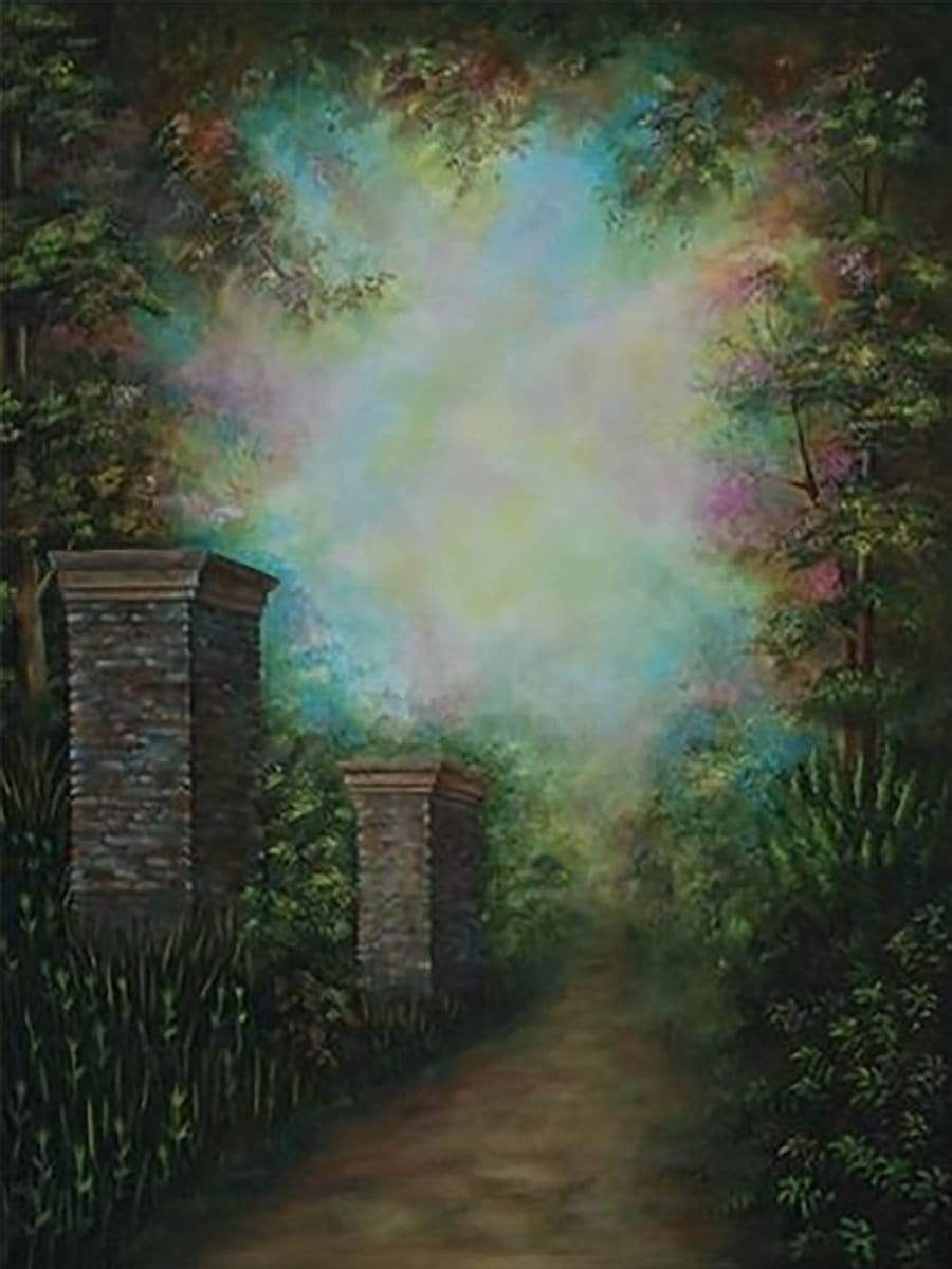 Katebackdrop£ºKate Flower Garden Path Hand Painted Canvas #W0034