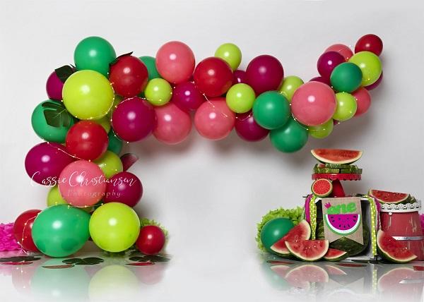 Kate Anniversaire Pastèque Ballons Enfants Toile de fond conçue par Cassie Christiansen - Kate Backdrop FR